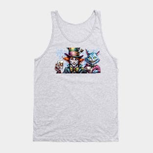 Mad Hatter and Cheshire Cat drink tea Tank Top